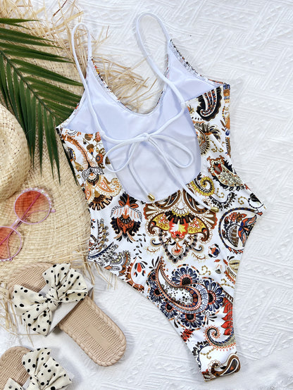Julia Printed Tie Back One-Piece Swimsuit - Be Juliet