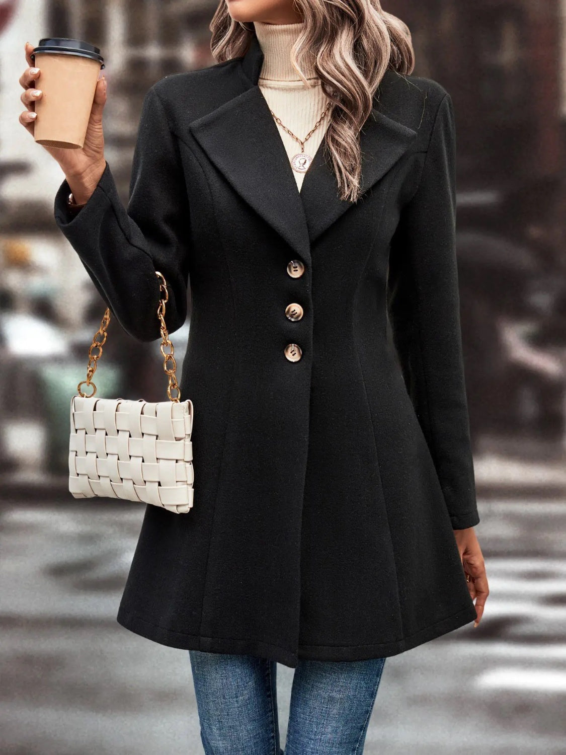 Collared Neck Longline Coat - Be Juliet