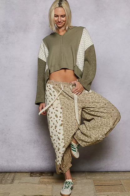 POL Mix Thermal Floral Quilted Knit Cropped Top - Be Juliet