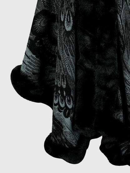 Sierra Printed Open Front Poncho - Khaki, back view on model - Be Juliet