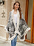 Sierra Printed Open Front Poncho - Ivory, front view on model - Be Juliet