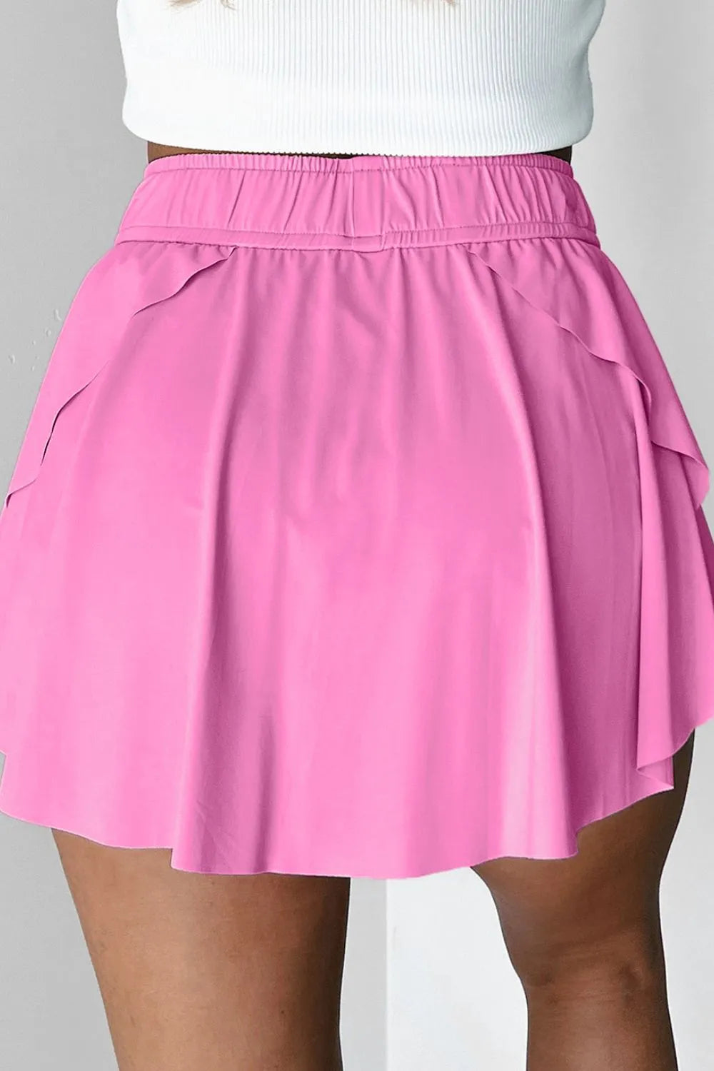 Romy Drawstring Active Skort - Beige, flat lay back view - Be Juliet