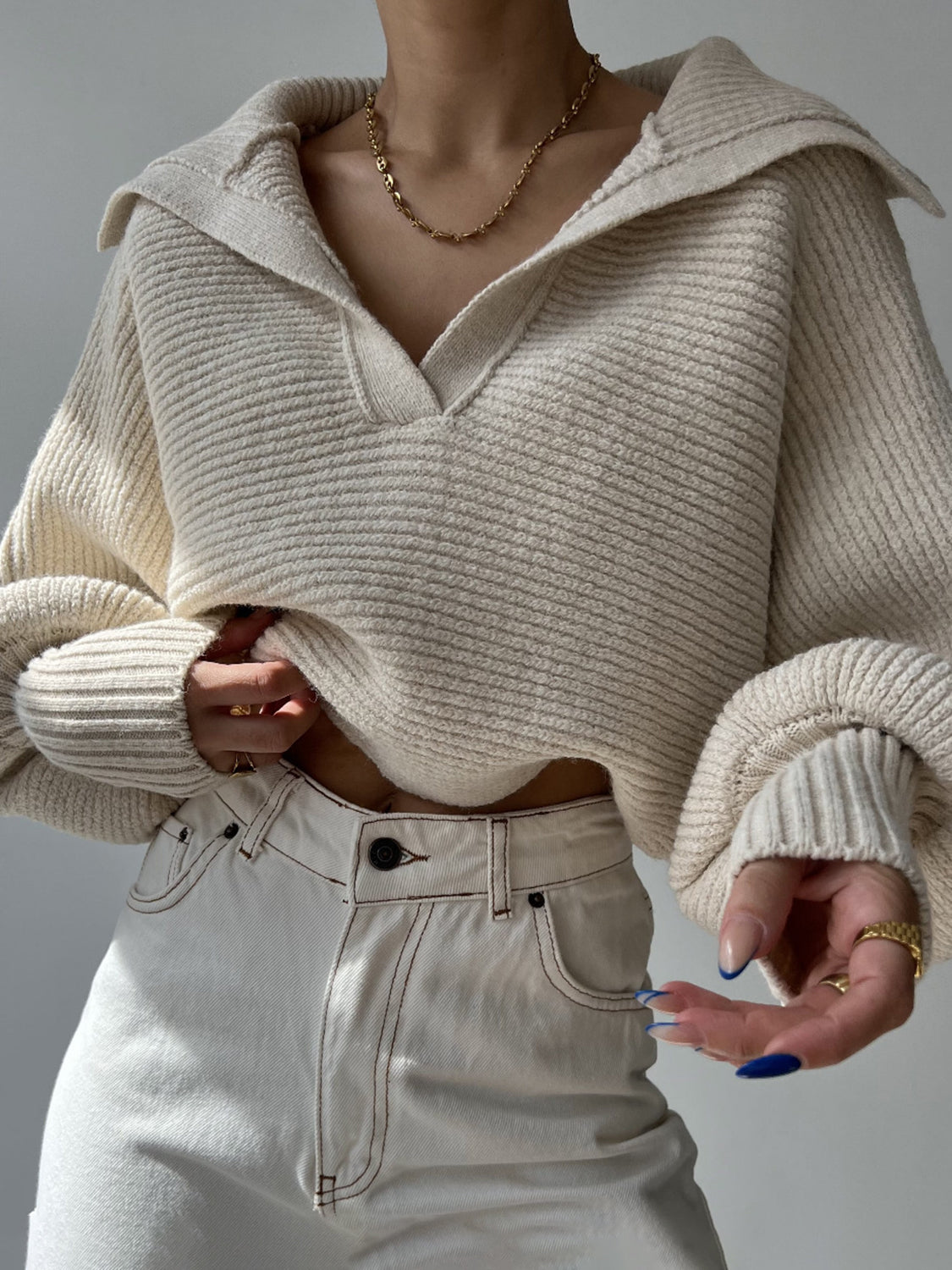 Johnny Collar Long Sleeve Sweater - Be Juliet