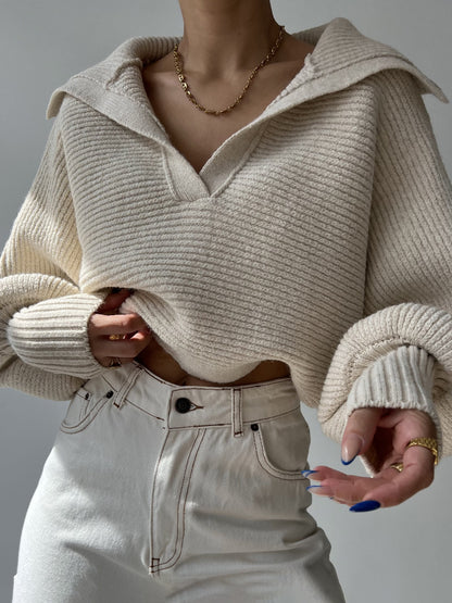 Johnny Collar Long Sleeve Sweater - Be Juliet