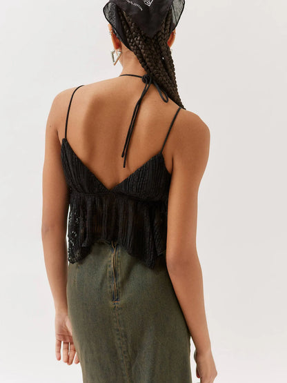 Amber Lace Cropped Cami with Flowy Hem - Be Juliet