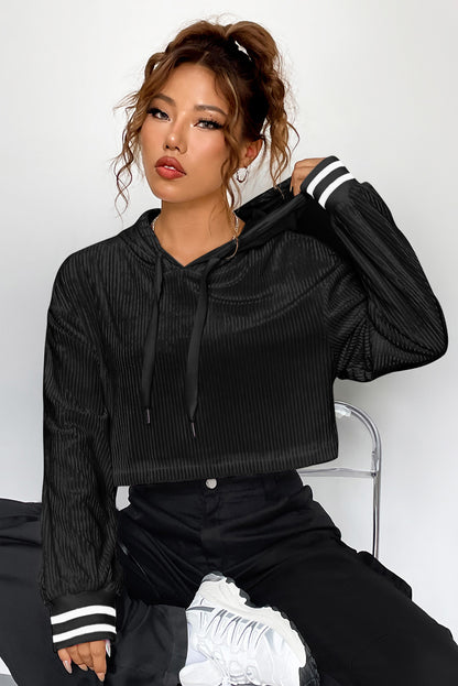 Drawstring Drop Shoulder Long Sleeve Hoodie - Be Juliet