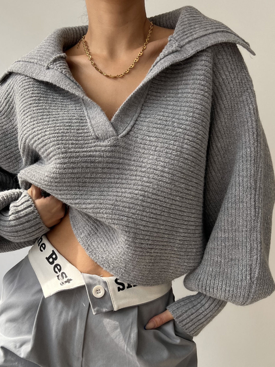 Johnny Collar Long Sleeve Sweater - Be Juliet