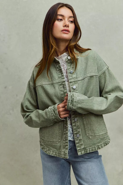 Renée Vintage-Washed Twill Shacket - Be Juliet