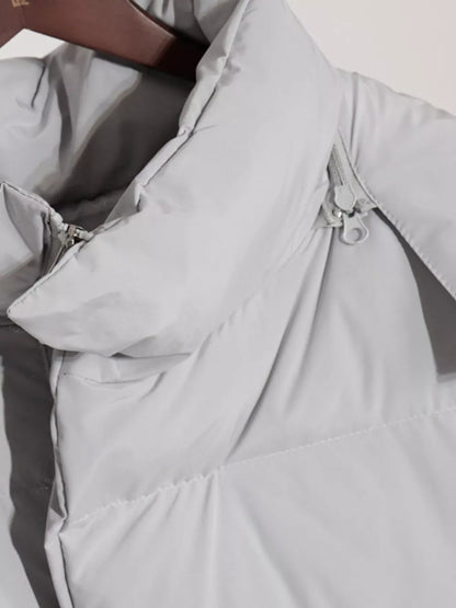 Pocketed Zip Up Hooded Puffer Jacket - Be Juliet