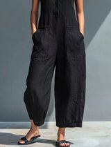 Button Front Sleeveless Jumpsuit - Be Juliet