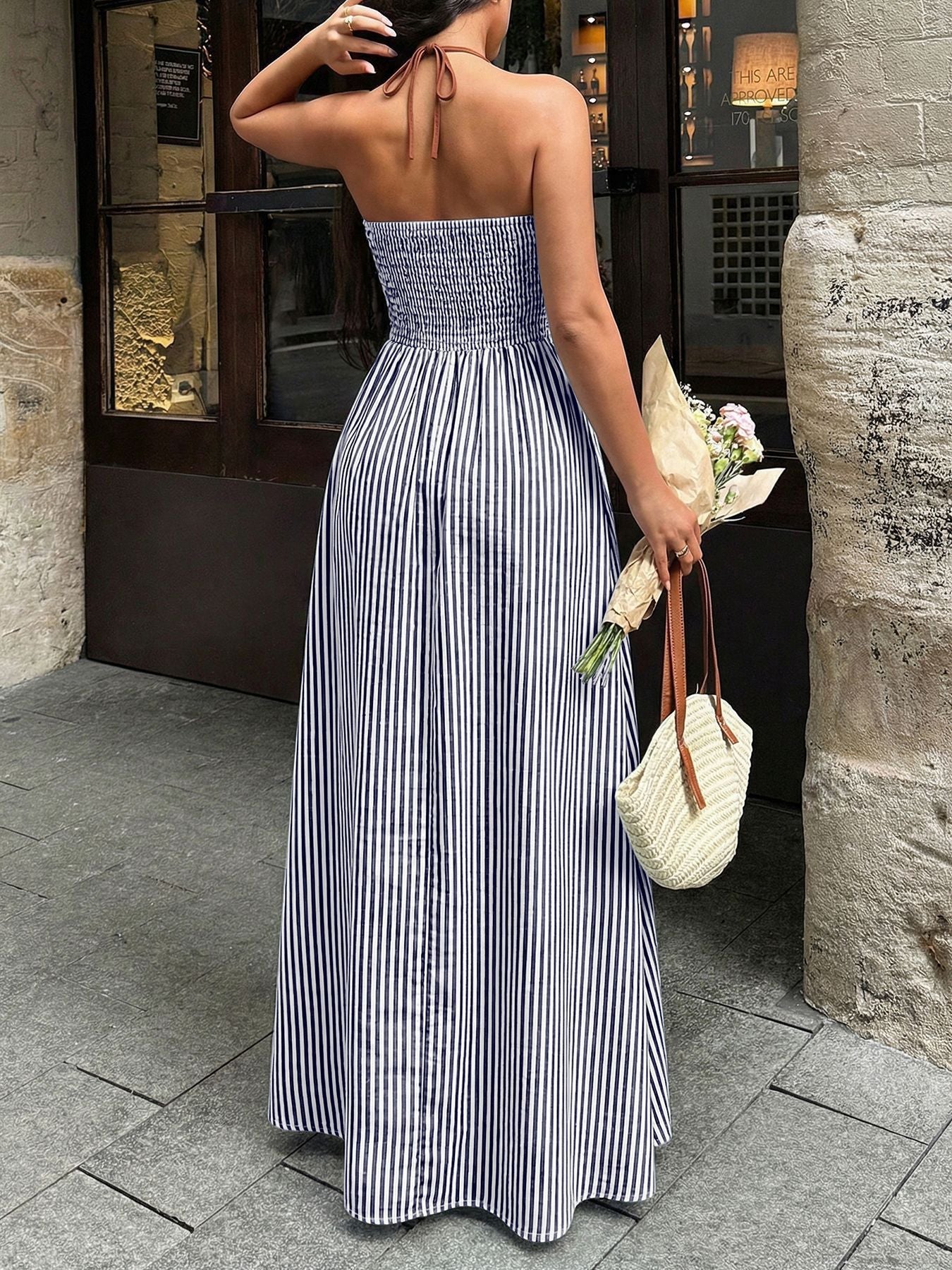 Luna Striped Halter Maxi Dress - Be Juliet