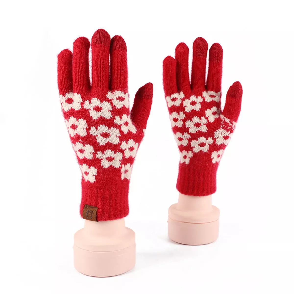 Heart Pattern Knitted Touchscreen Gloves - Be Juliet