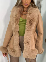 Faux Fur Trimmed Belted Outerwear - Be Juliet