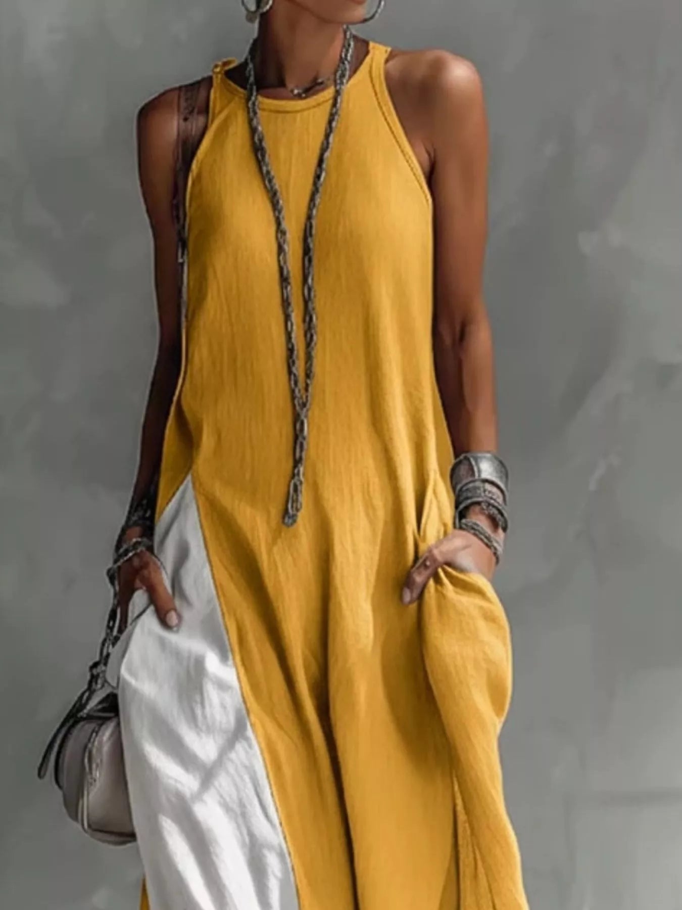 Two-Tone Sleeveless Maxi Dress - Be Juliet