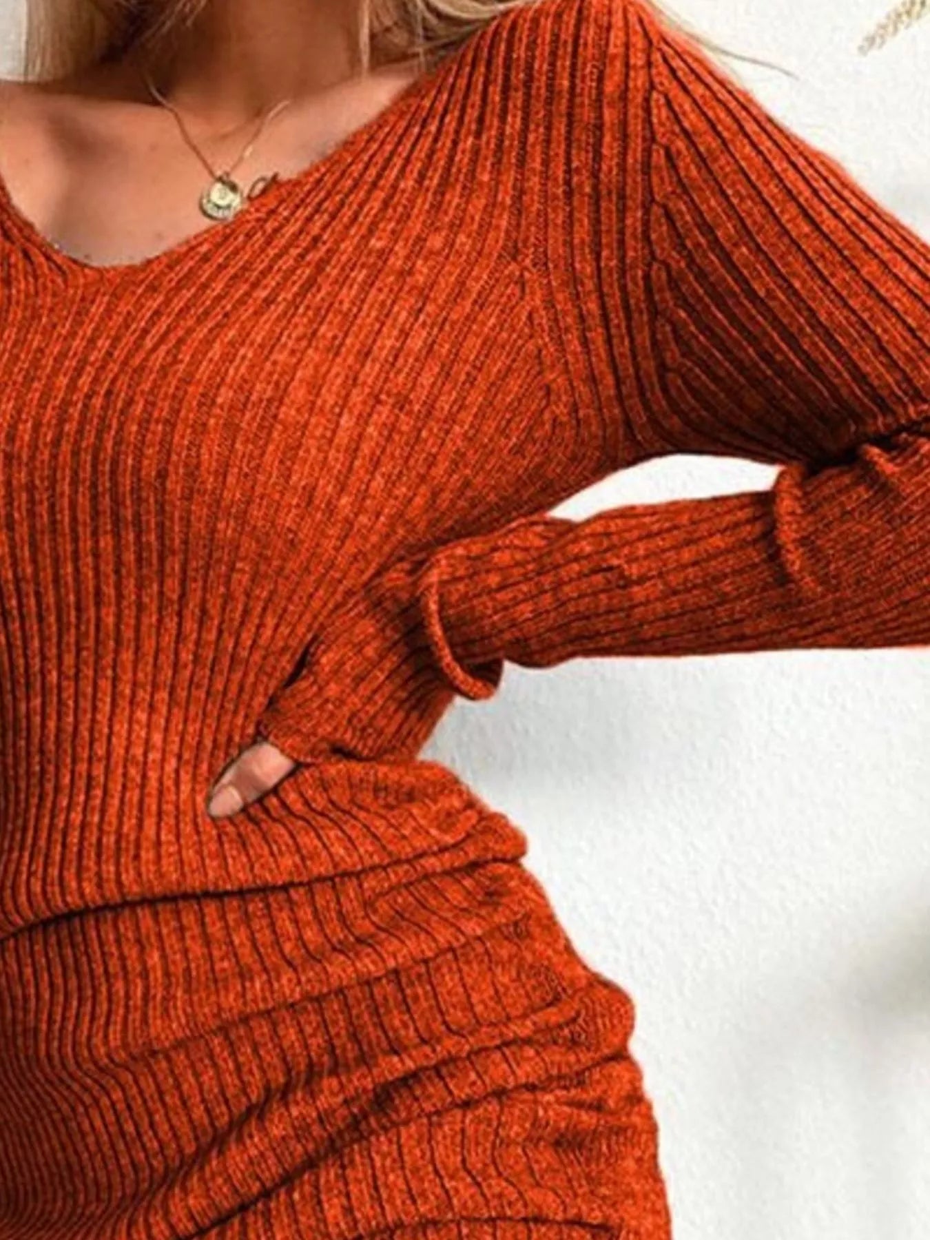 Elara Ribbed Knit Drawstring Bodycon Sweater Dress — Plus Size - Be Juliet