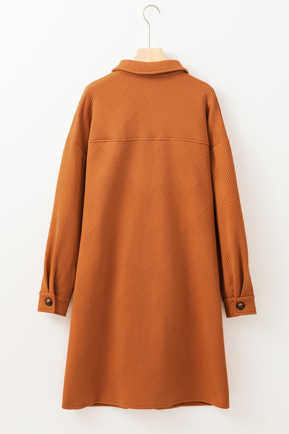 Textured Collared Button-Up Drop Shoulder Coat - Be Juliet
