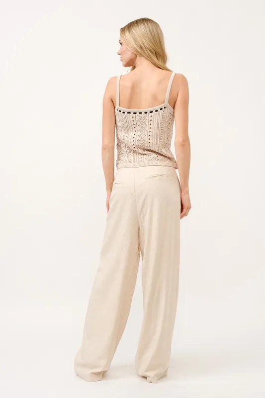 And The Why High-Rise Wide Leg Linen Pants - Be Juliet