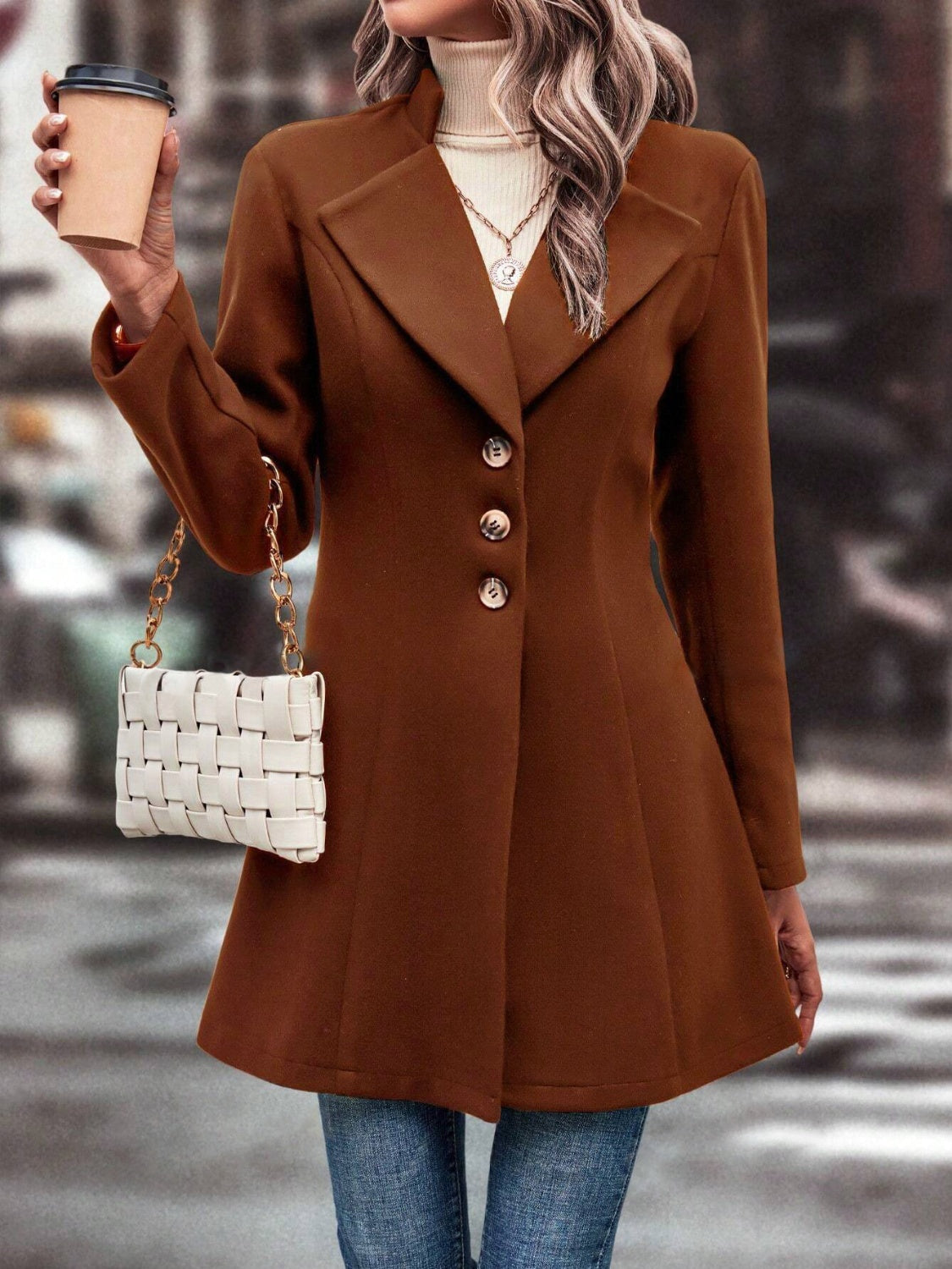 Collared Neck Longline Coat - Be Juliet
