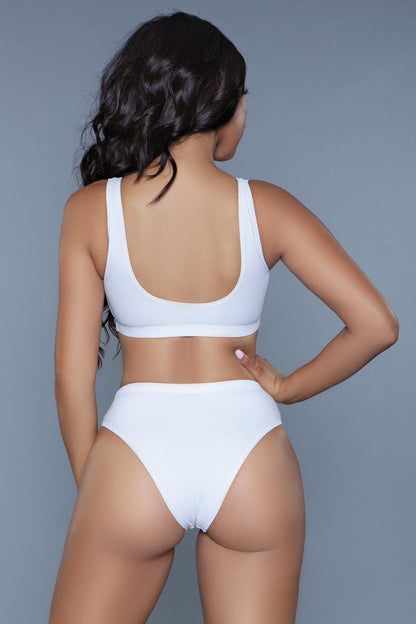 Vera 2 Piece Set Swimwear - White, back view, second model - Be Juliet