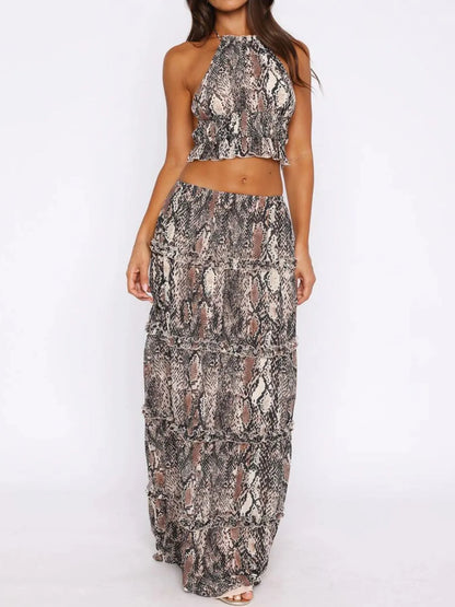 Isaline Two-Piece Set – Halter Crop Top & Maxi Skirt - Be Juliet