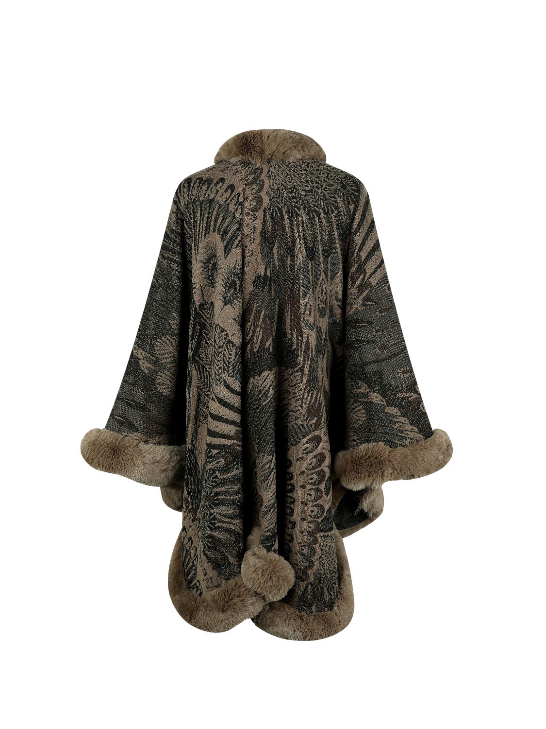 Sierra Printed Open Front Poncho - Wine, side view on model - Be Juliet