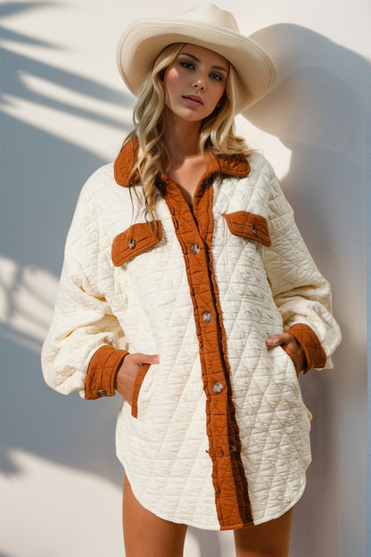 Alexandra Contrast Quilted Shacket - Be Juliet