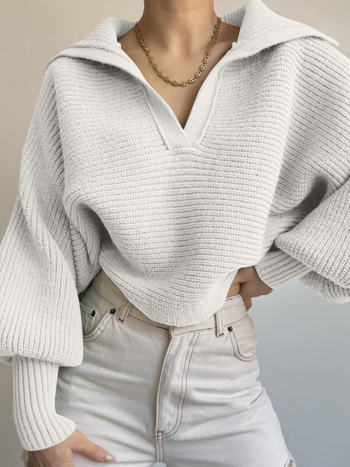 Johnny Collar Long Sleeve Sweater - Be Juliet