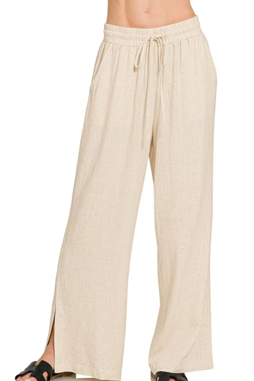 Zenana Linen Drawstring Pants - Be Juliet