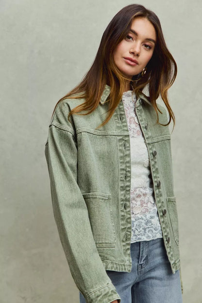 Renée Vintage-Washed Twill Shacket - Be Juliet