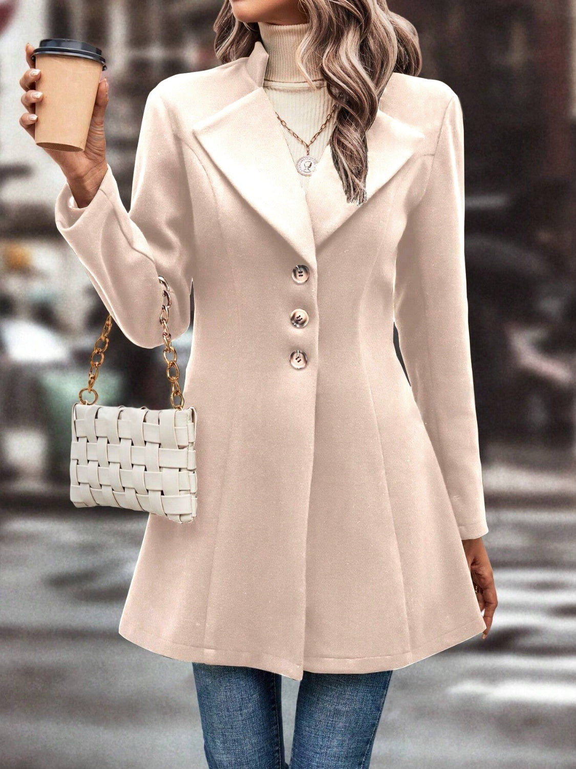 Collared Neck Longline Coat - Be Juliet