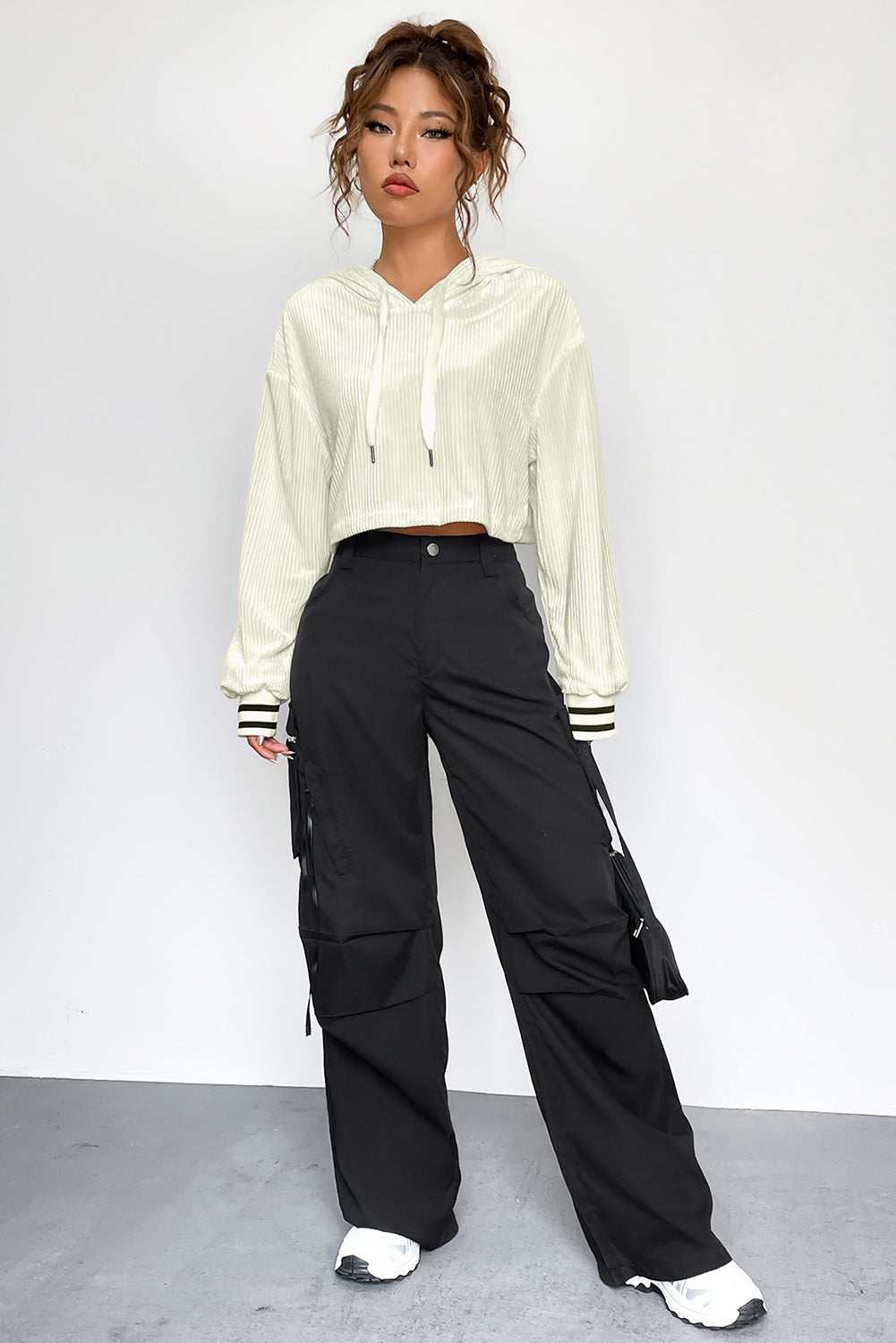 Drawstring Drop Shoulder Long Sleeve Hoodie - Be Juliet