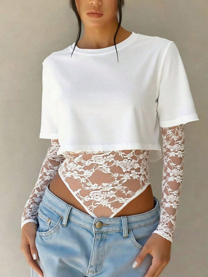 Claire Lace Patchwork Bodysuit - Be Juliet
