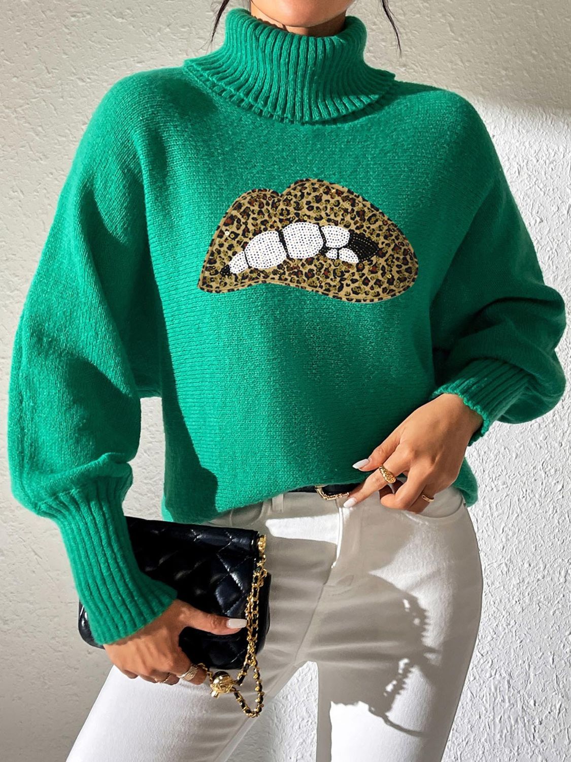 Lip Turtleneck Long Sleeve Sweater - Be Juliet
