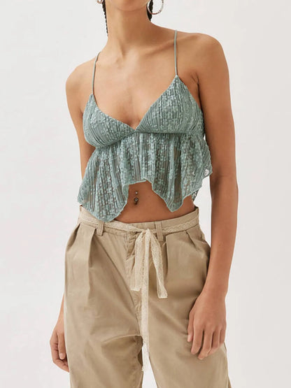Amber Lace Cropped Cami with Flowy Hem - Be Juliet