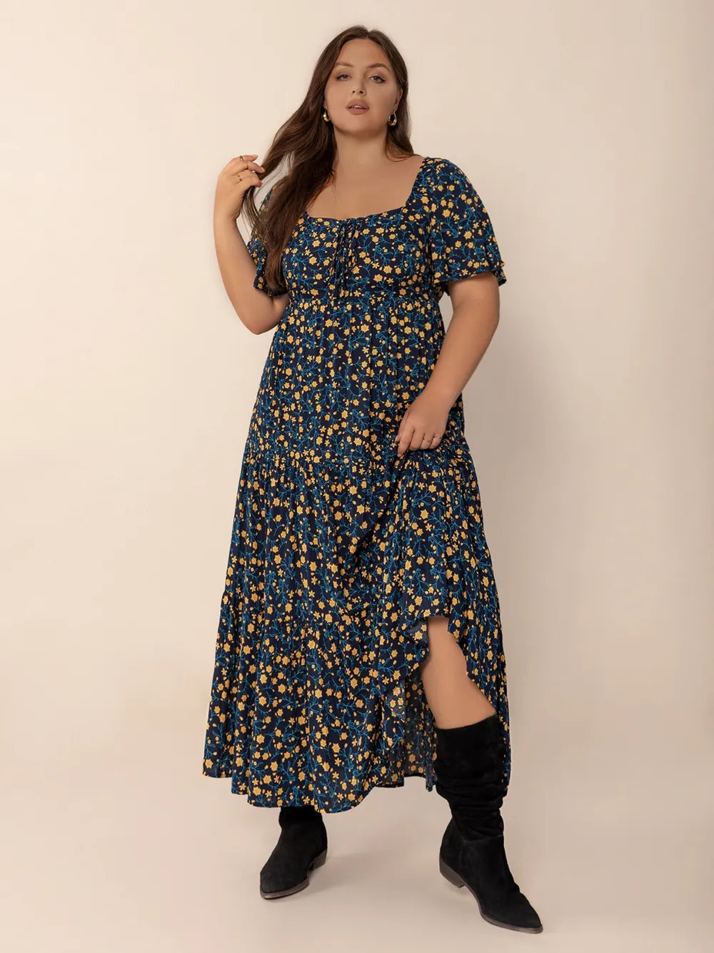 Luciana Printed Tiered Maxi Dress – Plus Size - Be Juliet