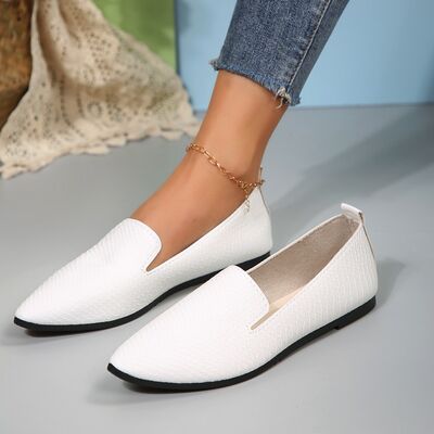 Snake Print Pointed Toe Slip-Ons - Be Juliet