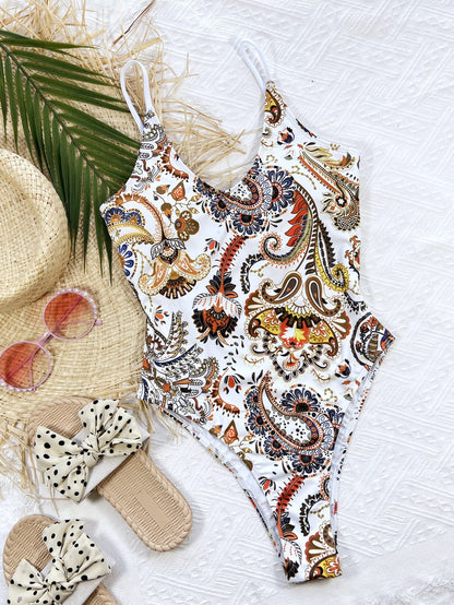 Julia Printed Tie Back One-Piece Swimsuit - Be Juliet