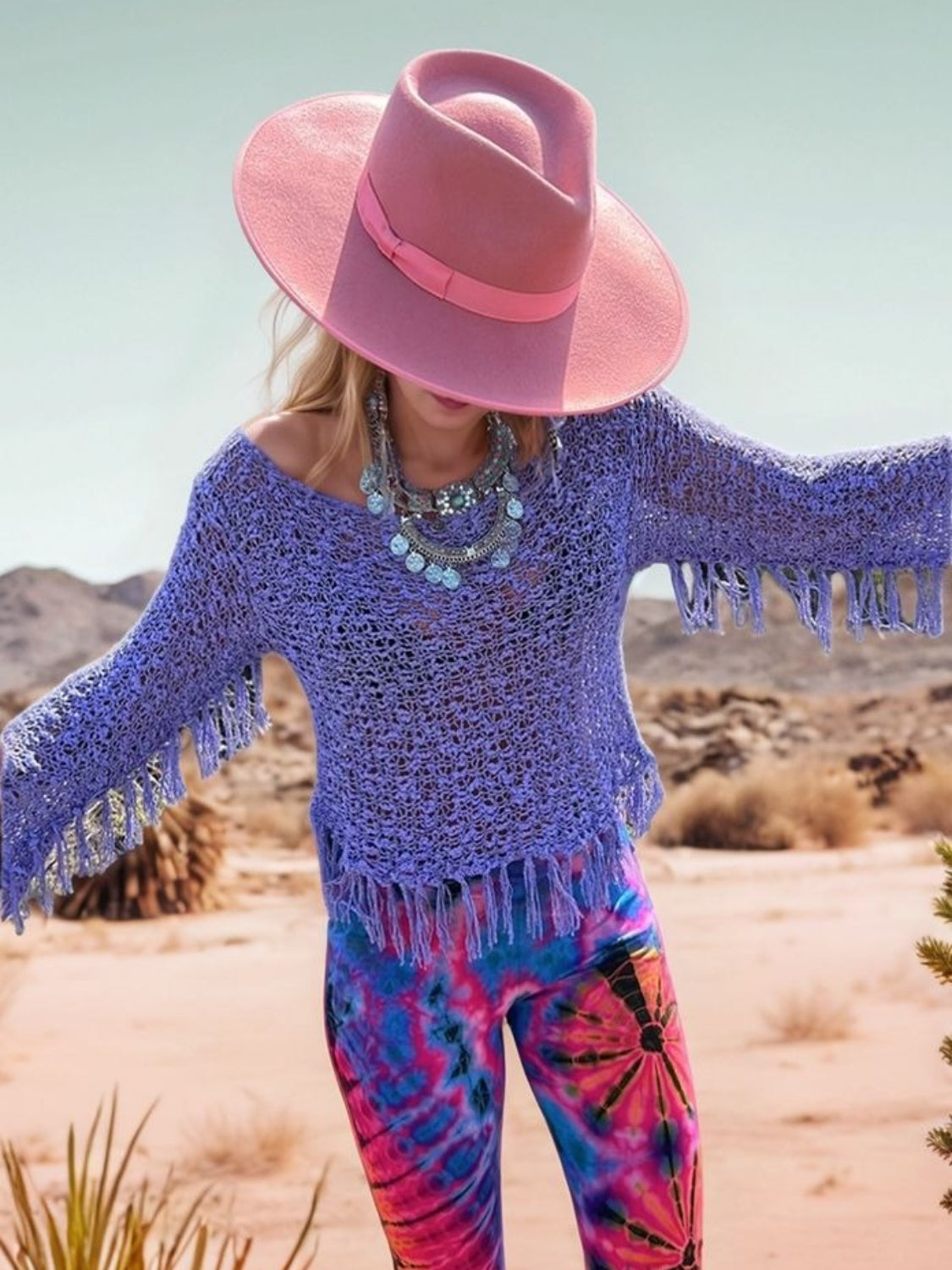 Tassel Boat Neck Knit Cover Up - Be Juliet