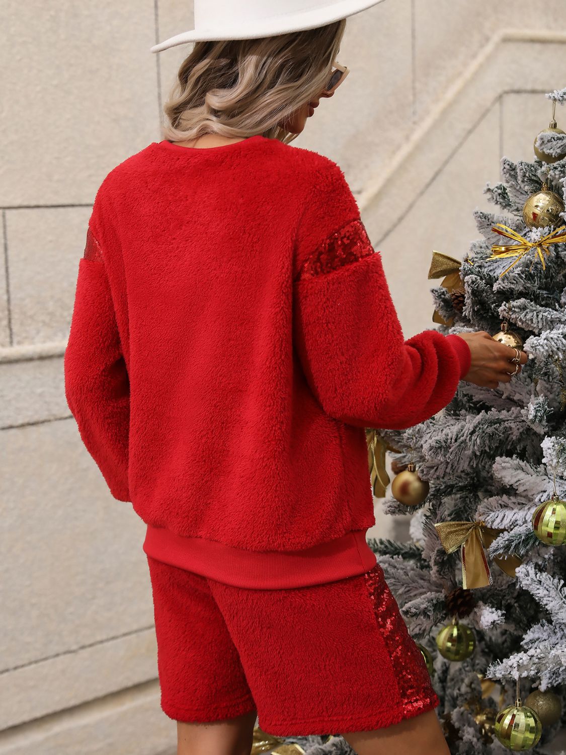 Sequin Teddy Sweatshirt and Shorts Set - Be Juliet