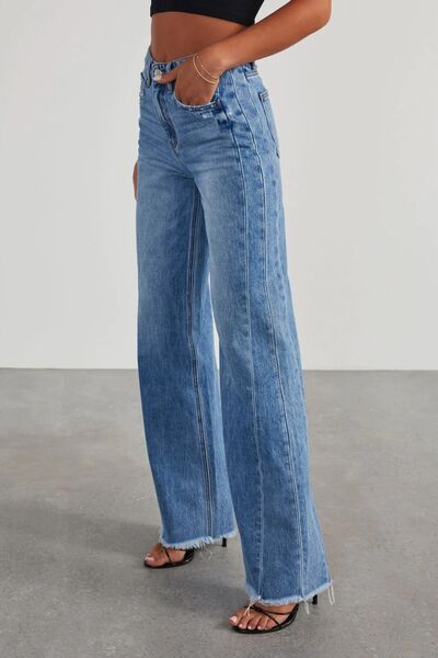 Be Juliet Raw Hem Wide Leg Jeans - Be Juliet