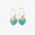 Natural Stone Heart Drop Earrings - Aqua, front view on model - Be Juliet