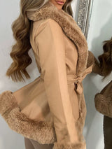 Faux Fur Trimmed Belted Outerwear - Be Juliet