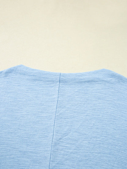 Maya Relaxed Batwing Top - Light Blue, close-up detail - Be Juliet
