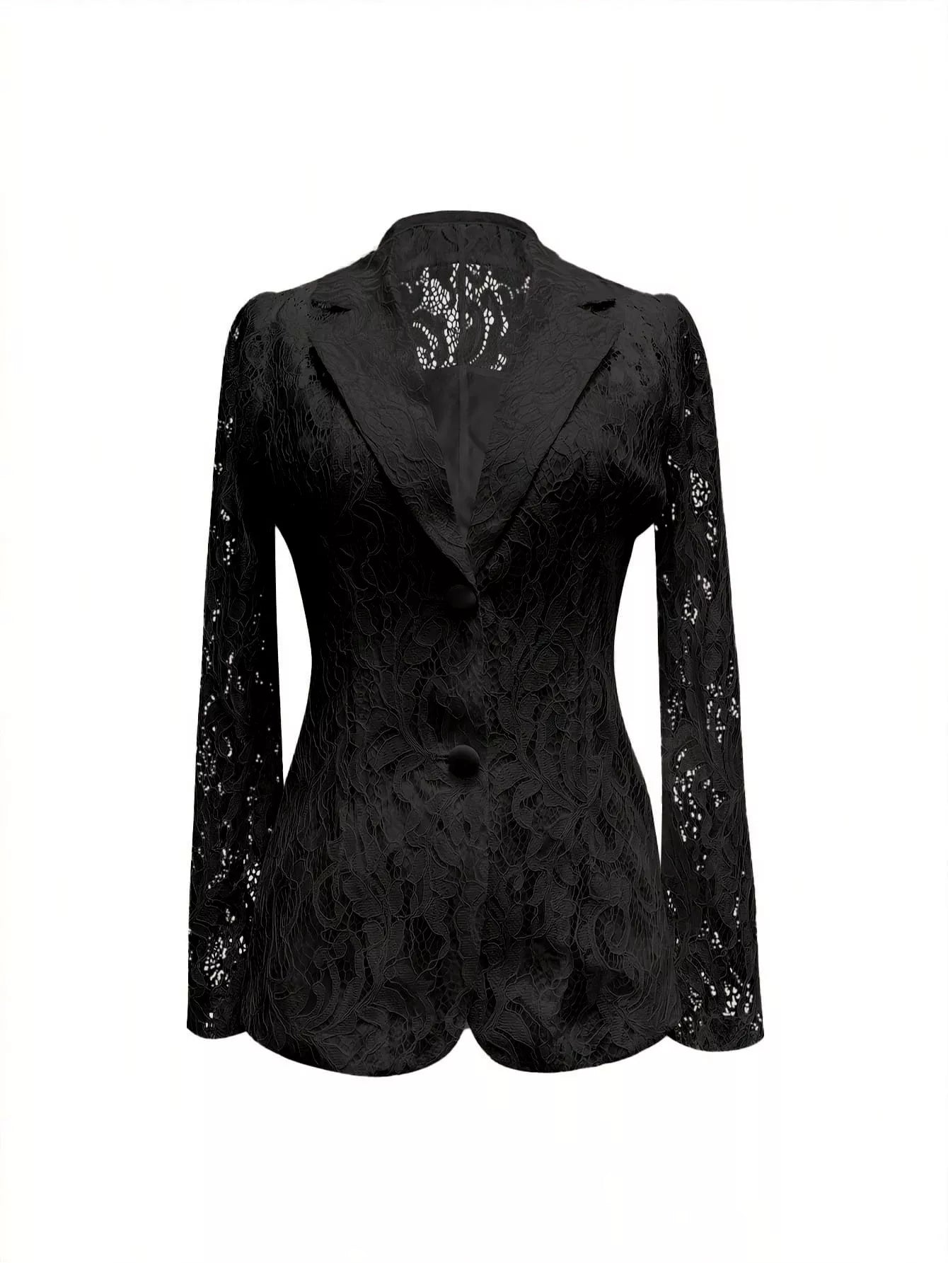 Lace Button-Up Fitted Blazer - Be Juliet