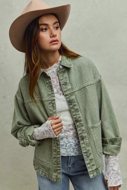 Renée Vintage-Washed Twill Shacket - Be Juliet