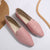 Snake Print Pointed Toe Slip-Ons - Dusty Pink, front view on model - Be Juliet