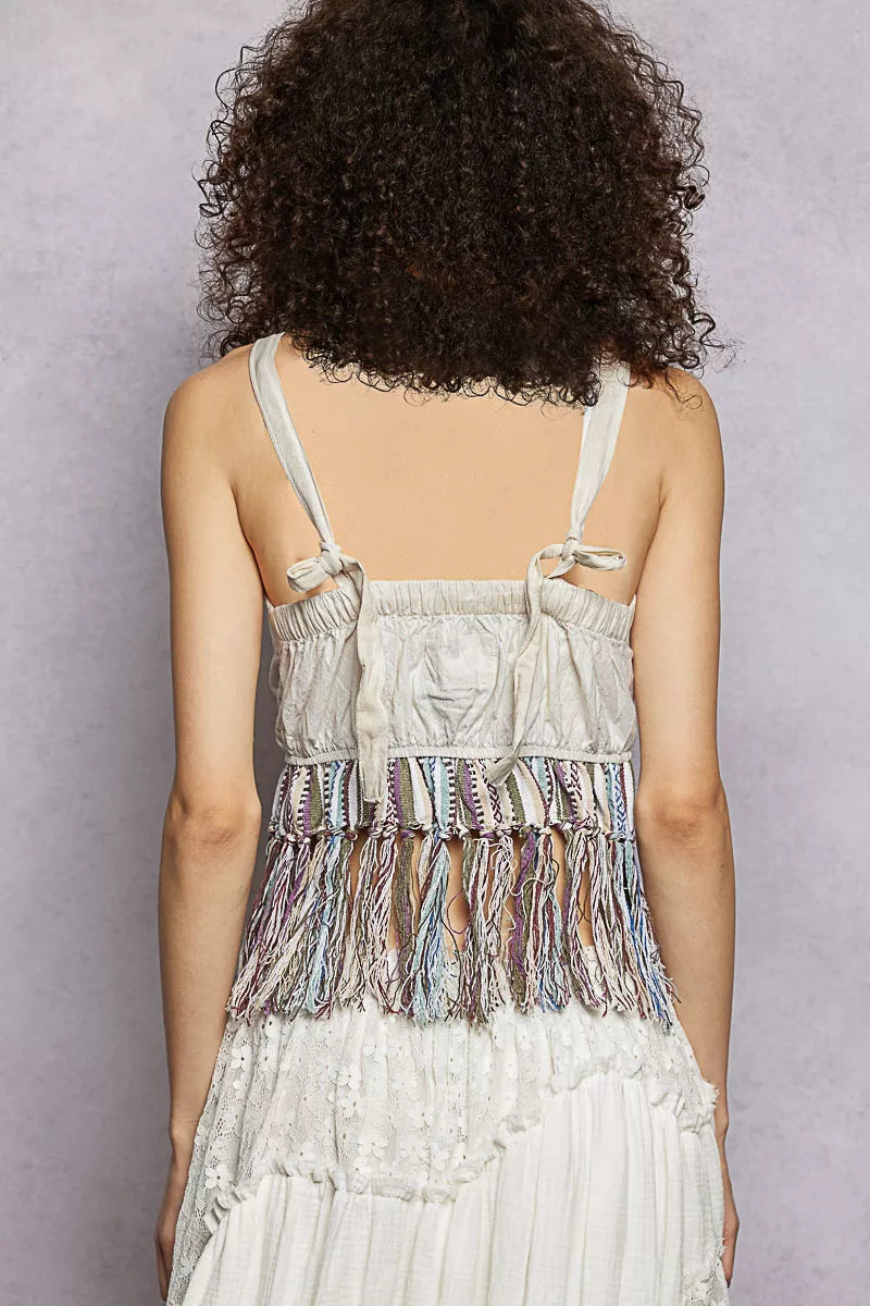 Mara Lace-Up Fringe Tank - Be Juliet