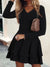 Celina Layered V-Neck Mini Dress – Plus Size - Black, front view on model - Be Juliet