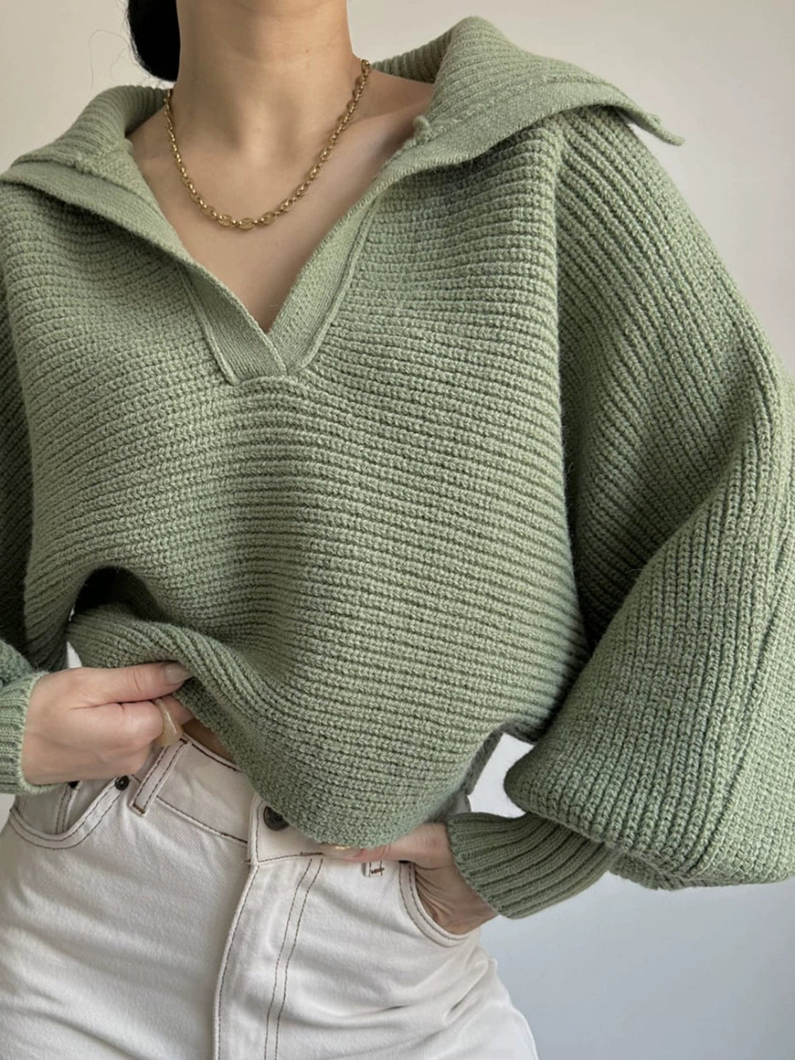 Johnny Collar Long Sleeve Sweater - Be Juliet