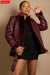 Faux Fur Collar Aviator Jacket - Wine, front view on model - Be Juliet
